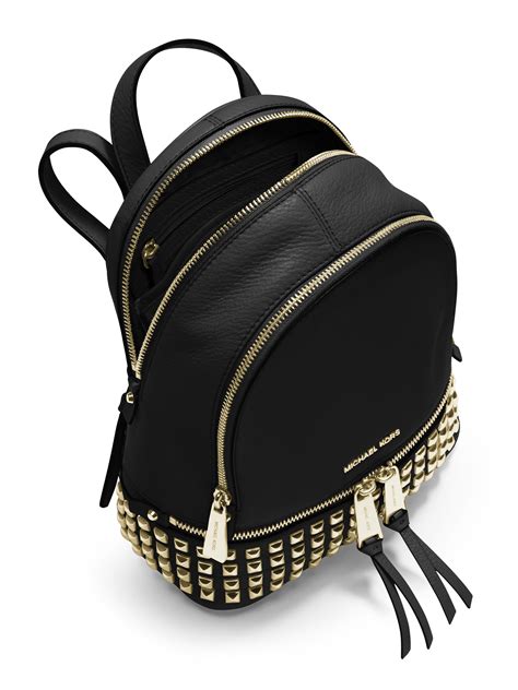 michael michael kors rhea leather backpack black|michael kors rhea large backpack.